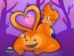 anthro bella_the_buizel breasts brush buizel butt butt_focus female generation_4_pokemon halloween hi_res holidays ink jack-o'-lantern mammal mustelid nintendo nipples otter paintbrush painting pokemon pokemon_(species) pumpkin_butt punch_pubby solo tagme