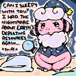 :< ambiguous_anthro ambiguous_gender anthro biped black_text bottomless bottomless_anthro button_(fastener) chibi clothed clothed_ambiguous clothed_anthro clothing ellipsis existential existential_crisis eyelashes featureless_crotch featureless_feet featureless_hands feet frown fur hat headgear headwear looking_at_viewer markings mouth_closed multicolored_body nightcap pajamas pear-shaped_figure pillow pink_body question_mark ring_(marking) semi-anthro shirt simple_eyes solo squigglevision standing tail tail_orb talking_to_viewer text topwear white_body white_fur white_wool wide_hips wool_(fur) ligma_(artist) nintendo pokemon flaaffy generation_2_pokemon pokemon_(species) 1:1 2026 animated archived_source digital_drawing_(artwork) digital_media_(artwork) english_text handwritten_text wigglypaint_(artwork)