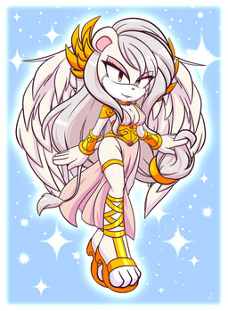 big_breasts blush bracelet breasts choker clothing female footwear gold_(metal) hair hair_to_side jewelry long_hair necklace orange_eyes sandals shoes shoulder_pads simple_background solo squish thick_thighs thigh_squish waistband wings xxkenthewolfxx sega sonic_the_hedgehog_(series) fan_character felid lion mammal pantherine absurd_res hi_res