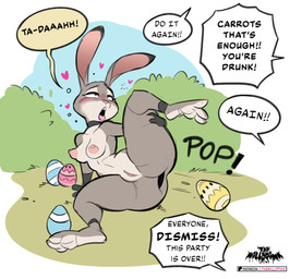 anthro anus areola biped blush blush_lines breasts countershade_face countershade_torso countershading dialogue drunk easter_egg egg female female_anthro fur gaping gaping_anus grey_body grey_fur holidays logo looking_pleasured nipples nude nude_anthro nude_female oviposition public_oviposition solo speech_bubble substance_intoxication text three-quarter_view thewilldpink disney easter zootopia judy_hopps lagomorph leporid mammal rabbit artist_logo digital_drawing_(artwork) digital_media_(artwork) english_text
