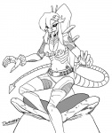 black_sclera breasts cleavage clothed clothing female flame_bikini flame_pattern hair long_tongue not_furry ponytail solo tongue transformation doomington alien_(franchise) tengen_toppa_gurren_lagann yoko_littner alien alien_humanoid human humanoid hybrid mammal xenomorph crossover monochrome