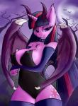 anthro bat big_breasts breasts collar equid equine female feral friendship_is_magic hasbro hi_res horn huckser mammal membrane_(anatomy) membranous_wings my_little_pony mythological_creature mythological_equine mythology night nipple_outline solo spiked_collar spikes twilight_sparkle_(mlp) winged_unicorn wings