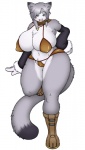 anthro arm_warmers armwear big_breasts breasts chest_tuft clothed clothing female fur skimpy solo tail tuft kurube domestic_cat felid feline felis mammal 4:7 hi_res