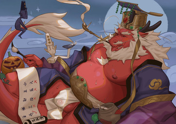 anthro asian_clothing balls barbel_(anatomy) beard blush claws clothing drunk east_asian_clothing facial_hair flesh_whiskers fundoshi genitals group horn japanese_clothing kemono male mustache nipples penis pipe size_difference smoking substance_intoxication tail underwear frde lindong asian_mythology east_asian_mythology moziqiao mythology dragon eastern_dragon mythological_creature mythological_scalie scalie hi_res