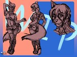 bottomwear clothing crop_top denim denim_bottomwear denim_clothing denim_shorts female footwear front_view hotpants humanoid_face humanoid_pointy_ears legwear mugshot pointy_ears rear_view sandals shirt shoes shorts smile smiling_at_viewer smirk smirking_at_viewer tail thigh_highs three-quarter_view topwear transformation drqube animal_humanoid arctic_fox canid canine fox human humanoid hybrid mammal true_fox 4:3 absurd_res hi_res model_sheet portrait sketch unfinished
