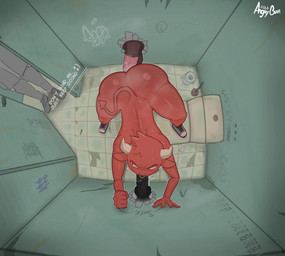 anal angry animal_genitalia animal_penis anthro bathroom bathroom_sex big_butt black_penis bodily_fluids butt detailed_background double_penetration equine_genitalia equine_penis faceless_character faceless_male facial_piercing fellatio femboy genitals group hair horn looking_at_another male male/male musk nose_piercing nose_ring oral penetration penile penis piercing public_restroom red_body restroom_stall ring_piercing sex spitroast sweat sweatdrop tail text toilet s4us4ge3 hame_the_bull bovid demon mammal absurd_res hi_res