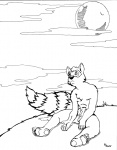 animal_genitalia anthro balls fully_sheathed genitals male moon nude sheath solo tail dbruin closet_coon aiden_harris mammal procyonid raccoon black_and_white line_art monochrome