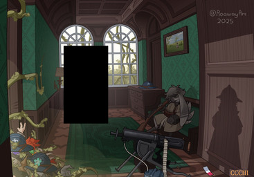 acceptance adrian_helmet anthro armor brodie_helmet clothing corpse gun headgear helmet last_stand male mg-8 military_uniform parasite pickelhaube picture_frame plant portal ranged_weapon rifle uniform vines weapon roawayart ave_(roawayart) eurus_(roawayart) lost_soldier_(roawayart) plantide_(roawayart) avian 2025 hi_res