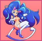 blue_eyes blue_hair breasts claws female fur hair light_body light_skin long_hair simple_background smile solo white_body white_fur bacun capcom darkstalkers felicia_(darkstalkers) animal_humanoid felid felid_humanoid feline feline_humanoid humanoid mammal mammal_humanoid 2021 absurd_res hi_res signature