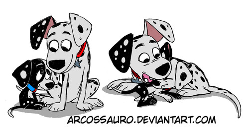 black_body black_ears black_fur black_nose black_spots blue_collar collar duo feral fur heterochromatic_ears male multicolored_body multicolored_fur pawpads pink_inner_ear red_collar spots star text toony two_tone_body two_tone_collar two_tone_fur white_body white_fur white_spots arcossauro 101_dalmatian_street 101_dalmatians disney deepak_(101_dalmatians) dylan_(101_dalmatians) canid canine canis dalmatian domestic_dog mammal url