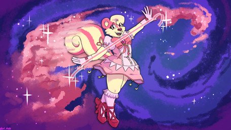 alternative_fashion anthro clothing cosmic_background female footwear high_heels j-fashion lolita_(fashion) magical_girl_outfit nebula pink_clothing shoes solo space space_background conditional_dnp girl_poss nargle_(nargleflex) mammal mephitid skunk absurd_res hi_res