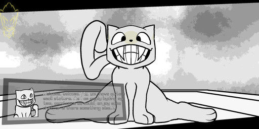 3_fingers ambiguous_gender dialogue fangs fangs_over_teeth feral fingers fog foggy_background grey_background insane looking_at_viewer low-angle_view on_ground paws question_mark simple_background sitting solo spread_legs spreading stated_height tail talking_feral talking_to_viewer teeth verbose_text white_body flushedspace off_(game) the_judge_(off) domestic_cat felid feline felis mammal digital_drawing_(artwork) digital_media_(artwork) hi_res monochrome