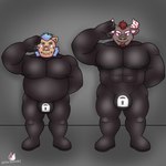 anthro barazoku clothing corruption drone duo gesture horn hypnosis latex latex_clothing latex_skinsuit lock_bulge lock_symbol male male/male mind_control multiple_subs muscular muscular_male muscular_sub null_bulge overweight overweight_male pecs salute skinsuit submissive tight_clothing lucknomz lifewonders tokyo_afterschool_summoners ganglie_(tas) gyumao_(tas) bovid bovine cattle mammal suina 1:1 hi_res