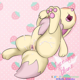 afterglow alternate_color blush bodily_fluids cum cum_on_chest cum_on_tail female feral genital_fluids genitals lying on_back pattern_background simple_background solo tail vulva albinoraynedeer nintendo pokemon ana_nassa eevee generation_1_pokemon pokemon_(species) 1:1 absurd_res hi_res