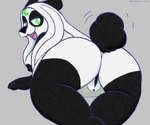 anthro black_body black_fur black_nose blue_line_art blush breasts butt female fur fur_markings genitals green_eyes hair looking_at_viewer markings nipples nude open_mouth open_smile pussy round_ears simple_background slightly_chubby smile solo tail white_body white_fur white_hair lunarpanda8686 mika_(lunarpanda8686) bear giant_panda mammal ursine 6:5 colored_line_art digital_media_(artwork)