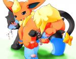 all_fours anus balls blue_eyes blush bodily_fluids cum duo eeveelution erection felid female female_penetrated feral feral_on_feral flareon from_behind_position generation_1_pokemon generation_4_pokemon genital_fluids genitals grass heart_symbol interspecies japanese_text looking_back luxray male male/female male_penetrating male_penetrating_female mammal nintendo open_mouth pawpads paws penetration penile penile_penetration penis penis_in_pussy plant pokemon pokemon_(species) pussy red_eyes sex smile text tomcat_in_sky vaginal vaginal_fluids vaginal_penetration