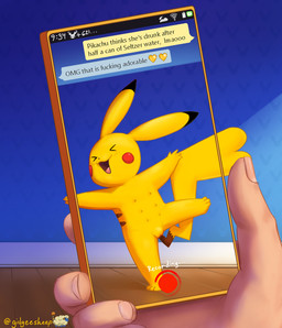 ambiguous_gender drunk duo female feral genitals multi_nipple nipples pip_focus profanity recording solo_focus substance_intoxication text vulva gidgeesheep nintendo pokemon generation_1_pokemon human mammal pikachu pokemon_(species) english_text picture_in_picture