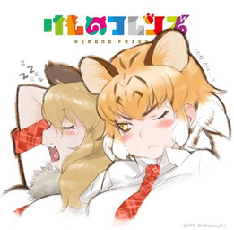 :< amber_eyes annoyed biped blonde_hair blush bodily_fluids breasts brown_hair clothing collared_shirt dress_shirt duo eyelashes eyes_closed female frown fur grey_body grey_fur hair human_and_animal_ears japanese light_body light_skin logo long_hair looking_at_another medium_breasts multi_ear multicolored_hair neck_tuft necktie one_eye_closed open_mouth orange_hair shirt short_hair simple_background sleeping sound_effects striped_hair sweat sweatdrop tan_body tan_skin text topwear tuft vowelless vowelless_sound_effect white_background white_hair zzz mine_yoshizaki kemono_friends bengal_tiger_(kemono_friends) lion_(kemono_friends) animal_humanoid felid felid_humanoid humanoid lion_humanoid mammal mammal_humanoid pantherine pantherine_humanoid tiger_humanoid 2015 bust_portrait digital_drawing_(artwork) digital_media_(artwork) english_text icon japanese_text official_art portrait