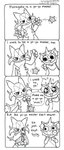 3_fingers 4_panel_comic :3 ambiguous_gender anthro base_one_layout biped black_eyes black_nose blush bodily_fluids cheek_tuft claws dialogue duo ear_fins entangled facial_tuft featureless_crotch feral fin finger_claws fingers four_frame_image frill_(anatomy) front_view glistening glistening_eyes head_fin holding_object holding_toy holding_yo-yo looking_at_another neck_frill nude open_mouth playing playing_with_toys semi-anthro speech_bubble standing sweat sweatdrop text toy tuft yo-yo trulyavaporeon nintendo pokemon eeveelution felid feline floragato generation_1_pokemon generation_9_pokemon mammal marine pokemon_(species) vaporeon 2023 black_and_white comic english_text hi_res monochrome pen_(artwork) traditional_media_(artwork) url