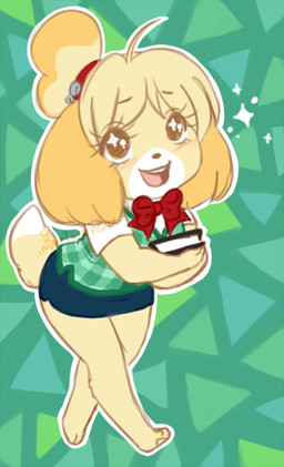 accessory anthro black_nose blonde_hair blush book bow_(feature) bow_accessory bow_ribbon clothing dress female fur furgonomics hair hair_accessory happy open_mouth ponytail ribbons short_hair solo tail tail_accessory tail_bow tail_ribbon uniform white_body white_fur yellow_body yellow_fur littlemacarons animal_crossing nintendo isabelle_(animal_crossing) canid canine canis domestic_dog mammal shih_tzu toy_dog signature