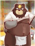 anthro anthrofied asian_clothing belly blush brown_body clothed clothing clothing_lift detailed_background east_asian_clothing fundoshi japanese_clothing kemono male moobs navel nipples overweight overweight_male shirt shirt_lift solo topwear underwear white_clothing white_fundoshi white_underwear snow_utamaru nintendo pokemon generation_8_pokemon pokemon_(species) ursaluna 2023 hi_res