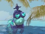 anthro areola belly big_areola big_belly big_breasts big_nipples breasts cutie_mark fangs female fingers heart_areola hole_(anatomy) horn huge_areola huge_breasts huge_nipples hyper hyper_nipples legs_in_water looking_at_viewer nipples overweight overweight_anthro overweight_female partially_submerged seaside solo submerged_legs submerged_tail tail_in_water teeth thick_thighs water wet wings thebigbadwolf01 friendship_is_magic hasbro my_little_pony sektiss arthropod changeling 2020 digital_media_(artwork)