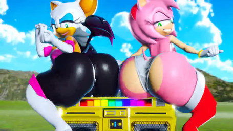 anthro big_breasts big_butt bodily_fluids boombox bouncing_breasts bouncing_butt breast_size_difference breasts butt butt_expansion clothing duo expansion eye_contact female gold_boombox_(prevence) huge_butt looking_at_another looking_down musical_note musical_symbol narrowed_eyes panties polka_dot_panties small_breasts smile smirk smug_grin sweat sweatdrop sweaty_butt symbol thick_thighs tight_clothing twerking underwear prevence sega sonic_the_hedgehog_(series) amy_rose rouge_the_bat bat eulipotyphlan hedgehog mammal 16:9 3d_(artwork) 3d_animation animated digital_media_(artwork) no_sound short_playtime video widescreen