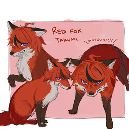 ahoge alternate_species black_ears black_highlights black_nose blue_eyes bodily_fluids dialogue dipstick_ears ear_markings feral fur furrification hair heterochromia highlights_(coloring) inner_ear_fluff looking_at_viewer male markings multicolored_body multicolored_ears multicolored_fur paws pink_background raised_paw red_body red_fur red_hair sheepish_grin simple_background sneer solo sweat sweatdrop tears teeth text tuft white_background white_chest white_inner_ear_fluff ranemu the_hundred_line:_last_defense_academy takumi_sumino canid canine fox mammal red_fox true_fox 1:1 absurd_res english_text full-length_portrait half-length_portrait hi_res portrait