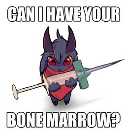 anthro high-angle_view holding_object holding_syringe looking_at_viewer red_eyes simple_background solo text white_background yellow_sclera jarnqk linus_(jarnqk) bovid caprine goat mammal 2023 absurd_res digital_media_(artwork) english_text hi_res image_macro impact_(font) meme