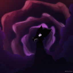 abstract_background ambiguous_gender anthro cloud glowing glowing_eyes gradient looking_at_viewer silhouette smoke solo ollicantskate kobold scalie 1:1 cool_colors digital_media_(artwork) hi_res