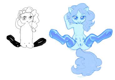 art_comparison clothing comparison female feral gaping gaping_vagina genitals legwear looking_at_viewer solo spread_legs spreading stockings tail teats version_comparison vulva evilhom3r loki_(artist) third-party_edit friendship_is_magic hasbro my_little_pony pinkie_pie_(mlp) earth_pony equid equine horse mammal pony 2012 hi_res line_art monochrome sketch
