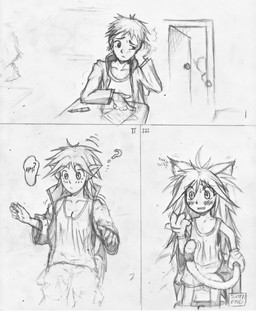 age_regression blush breasts clothing duo female gender_transformation gloves growth handwear human_to_humanoid inner_ear_fluff male mtf_transformation question_mark shirt shrinking size_transformation solo_focus species_transformation surprised tail tail_growth topwear transformation tuft young sutibaru animal_humanoid cat_humanoid felid felid_humanoid feline feline_humanoid human humanoid mammal mammal_humanoid 2006 comic monochrome traditional_media_(artwork)