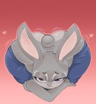 anthro ass_up bedroom_eyes big_butt bottomwear bottomwear_down butt clothed clothing female fur grey_body grey_fur half-closed_eyes head_on_arm heart_symbol looking_at_viewer narrowed_eyes pants pants_down partially_clothed purple_eyes seductive smile solo sweatpants white_body white_fur wide_hips wobble tideripples lagomorph leporid mammal rabbit