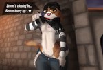 anthro beanie bodily_fluids bottomwear bottomwear_pull breasts calico_cat clothed clothing clothing_lift clothing_pull dialogue domestic_cat epic_games felid feline felis female fish_hook fortnite genitals hat headgear headwear hi_res hook inviting looking_at_viewer mammal meow_skulls_(fortnite) nipple_piercing nipples outside pants pants_pull piercing presenting pulling_pants_down pussy shirt shirt_lift sludgecentric small_breasts solo steam sweat tail talking_to_viewer teeth topwear yellow_eyes