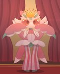 ambiguous_gender antennae_(anatomy) anthro big_eyes crown crown_only curtains_open featureless_crotch featureless_feet feet front_view green_body headgear insect_wings inside knock-kneed mouthless multicolored_body pincers pink_body pink_eyes pseudo_clothing pupils shadow solo standing thigh_gap white_body wide_hips wings yellow_crown mossero_seru nintendo pokemon arthropod generation_7_pokemon lurantis pokemon_(species) 2024 cel_shading digital_media_(artwork) full-length_portrait hi_res portrait shaded