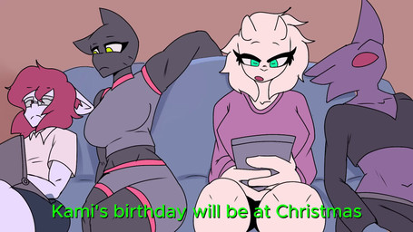 anthro ball_suck big_breasts big_butt birthday_cake breasts butt cake christmas_clothing clothing cowgirl_position dessert fellatio female female/female food from_front_position fur green_eyes group group_sex hair holidays leaking_vagina lying male male/female missionary_position on_back on_bottom on_top oral penile pink_body pink_fur purple_eyes red_hair sex sucking yellow_eyes kamino1 chiyo1000nights_(va) iheartvoiceover_(va) lecheryamoreva_(va) opennsfwsp_(sfx) opennsfwsp_(va) rain_va_(va) christmas chloeli_(kamino1) floria_(kamino1) jelly_(kamino1) lobina_(kamino1) bat bovid canid canine canis caprine cougar felid feline goat mammal wolf animated hi_res long_playtime webm