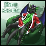 1:1 anthro black_body black_border border christmas christmas_clothing christmas_headwear clothed clothing condom costume countershading crome dragon european_mythology green_body green_countershading green_markings hat hat_on_penis headgear headwear holding_condom holding_object holiday_message holidays male markings membrane_(anatomy) membranous_wings mythological_creature mythological_scalie mythology penis_clothing penis_hat relaxing santa_costume santa_hat scalie sexual_barrier_device solo source_request stonecircle stripes tail tenting unused_condom western_dragon wings wrapped_condom