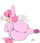 anthro big_butt boon_(vimhomeless) bubble_butt butt butt_focus equid equine femboy hi_res horn looking_at_viewer looking_back lying male mammal mythological_creature mythological_equine mythology nude on_side simple_background sketch smile solo thick_thighs third-party_edit unicorn vimhomeless wide_hips