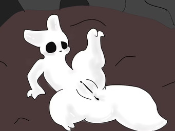 2_toes 3_fingers anus black_eyes black_nose confusion feet female feral fingers genitals sex solo tail toes vulva white_body white_face white_feet white_fingers cheese_rao rain_world videocult survivor_(rain_world) slugcat 4:3