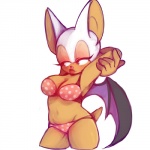 anthro bikini breasts cleavage clothed clothing eyelashes female lips membrane_(anatomy) membranous_wings polka_dot_bikini simple_background solo swimwear two-piece_swimsuit white_background wings sandopoliszone sega sonic_the_hedgehog_(series) rouge_the_bat bat mammal 1:1