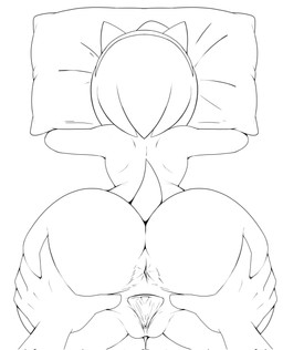 accessory ambiguous_gender anthro anus bent_over big_butt butt butt_focus clitoris duo face_in_pillow female genitals hair_accessory hairband looking_away nude nude_female pillow spread_butt spread_vulva spreading tail vulva 1lastshadow1 sega sonic_the_hedgehog_(series) amy_rose ambiguous_species eulipotyphlan hedgehog mammal hi_res line_art monochrome