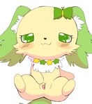 accessory anthro bedroom_eyes blush female fur genitals green_body green_eyes green_fur hair_accessory narrowed_eyes presenting presenting_pussy pussy seductive simple_background solo spread_pussy spreading white_background yearning yellow_body yellow_fur azuo jewelpet sanrio sega sega_fave peridot_(jewelpet) canid canine canis domestic_dog mammal 2023 hi_res