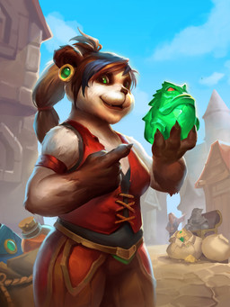 anthro breasts building clothing cloud day female female_anthro fur gesture green_eyes hair hand_gesture holding_statue looking_at_viewer medium_breasts outside pointing ponytail potion red_clothing smile solo white_body white_fur samche_chen blizzard_entertainment hearthstone warcraft bear mammal pandaren 3:4 absurd_res digital_media_(artwork) hi_res official_art