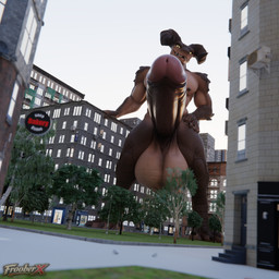 2_horns abs anthro anus apartment apartment_building bakery balls bank biceps big_balls big_muscles big_penis brown_body brown_scales bus_stop bus_stop_sign butt city claws construction_site day desert erection fingers foreskin genitals glans glowing glowing_eyes grass hand_on_hip highway horn huge_balls huge_penis humanoid_genitalia humanoid_penis hyper hyper_balls hyper_genitalia hyper_penis incoming logo looking_pleasured looming looming_over macro macro_focus male muscular muscular_anthro muscular_male nipples nude nude_macro nude_male park pecs penis pink_glans plant public retracted_foreskin road scales sharp_teeth sign solo spikes stop_sign store street sun sunny tail teeth traffic_light tree frooberx vulgarvictor_(modeler) bethesda_game_studios fallout microsoft obsidian_entertainment daddyclaw_(vulgarvictor) deathclaw human mammal monster reptile scalie 1:1 2026 3d_(artwork) artist_logo blender_(artwork) digital_media_(artwork) watermark