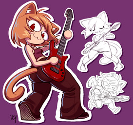 :3 bodily_fluids clothing electric_guitar female guitar inner_ear_fluff looking_at_viewer midriff musical_instrument plucked_string_instrument pupils red_eyes rockstar shirt slit_pupils solo string_instrument sweat tail tank_top topwear tuft iseenudepeople tsukihime type-moon neco-arc animal_humanoid cat_humanoid felid felid_humanoid feline feline_humanoid humanoid mammal mammal_humanoid neco_spirit tailed_humanoid 2025 hi_res