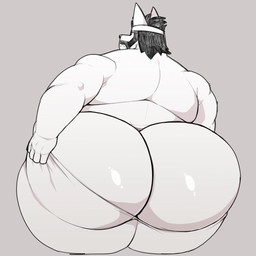 accessory anthro beard big_butt butt cloudco facial_hair flexing headband male nipples obese overweight overweight_anthro overweight_male pulling_pants_up sharp_teeth solo teeth thick_thighs wide_hips swirlzeez buddy_thunderstruck_(series) artichoke_(buddy_thunderstruck) canid canine canis mammal wolf 1:1 2026 hi_res