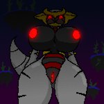 anthro big_breasts big_butt black_body breasts butt butt_from_the_front death_by_snu_snu distortion_world female floating_island genitals glowing glowing_eyes glowing_genitalia glowing_nipples grey_body huge_breasts imminent_sex larger_female looking_at_viewer macro nipples nude pussy size_difference thick_thighs under_boob pixelh game_freak nintendo pokemon generation_4_pokemon giratina legendary_pokemon pokemon_(species) 1:1