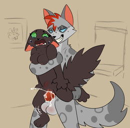 adult_on_young age_difference alternate_color alternative_fashion anthro anthro_on_anthro anthrofied balls bodily_fluids breast_rest breasts claws crying cum cum_drip cum_inside cum_on_penis dominant dominant_male dripping duo ears_down ejaculation emo eye_contact female forced from_behind_position genital_fluids genitals holding_leg looking_at_another male male/female open_mouth penetration penile penile_penetration penile_spines penis penis_in_vagina pivoted_ears rape rape_face reverse_stand_and_carry_position sex simple_background smile snot standing standing_sex submissive submissive_female tail tears vaginal vaginal_penetration young young_anthro conditional_dnp deadingdog warriors_(book_series) ashfur_(thunderclan) hollyleaf_(warriors) domestic_cat felid feline felis mammal hi_res