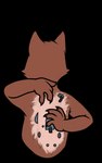 anthro bare_back brown_body brown_fur claws ears_up fur hair itch itching male rear_view solo text view nate_foster guardians_of_the_galaxy marvel rocket_raccoon mammal procyonid raccoon absurd_res alpha_channel hi_res