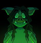 anthro black_background black_eyebrows black_eyes blue_ears breasts clothed clothing ears_down eyebrow_through_hair eyebrows facial_piercing female female_anthro front_view fur green_body green_fur green_spots grey_hair hair hair_over_shoulder light lip_piercing long_hair looking_at_viewer markings piercing pivoted_ears simple_background snakebite_piercing solo spots spotted_body spotted_fur topless topless_anthro topless_female translucent translucent_hair tusks worried beastofeuthanasia manta_veera_amanda domestic_pig mammal suid suina sus_(pig) 2023 bust_portrait colored digital_drawing_(artwork) digital_media_(artwork) lighting portrait shaded simple_shading